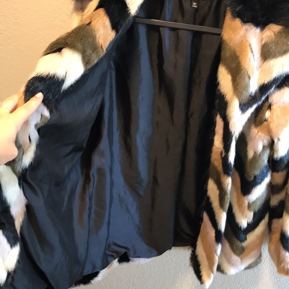 Patchwork multi toned faux fur coat - Picture 9 of 11
